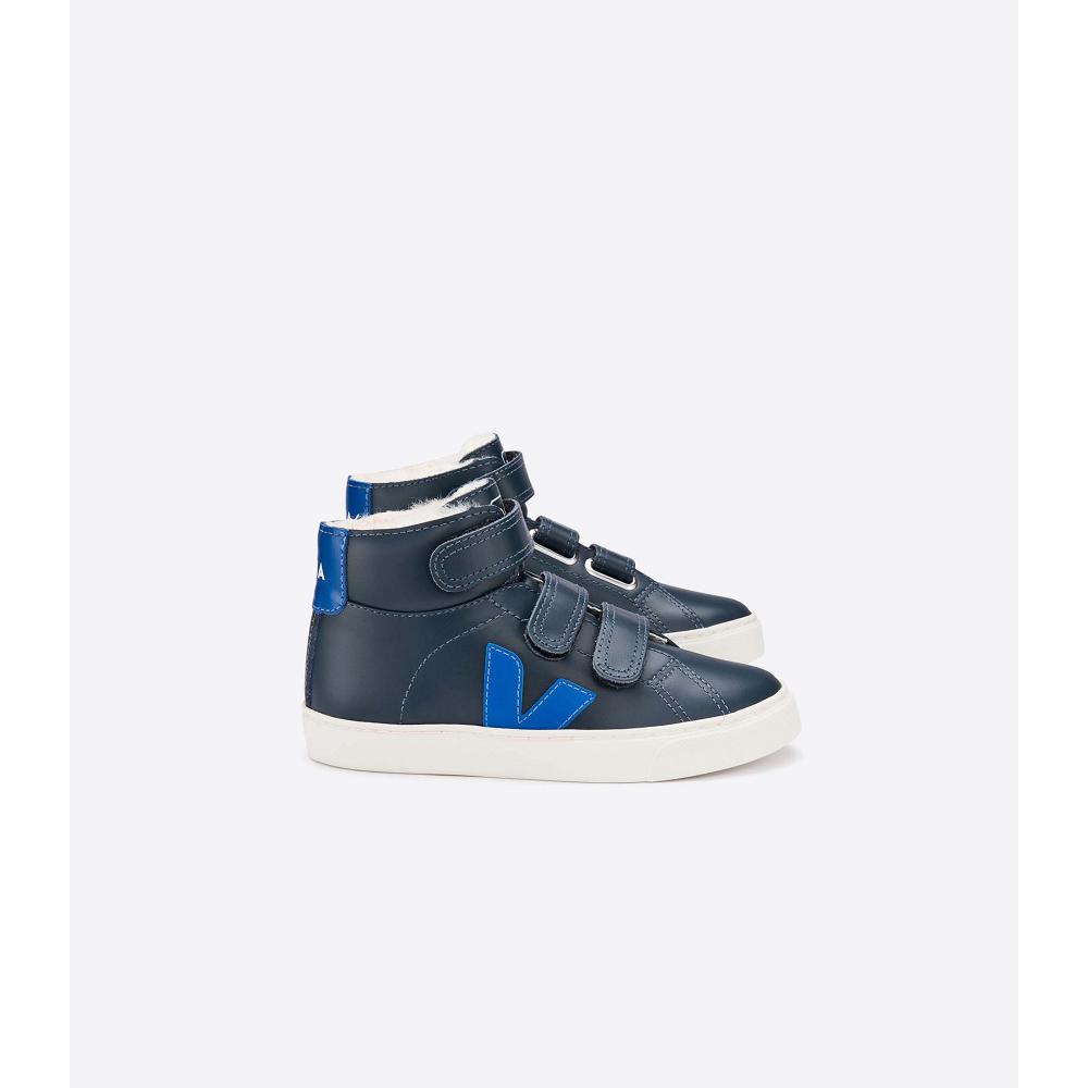 Veja ESPLAR MID FURED LEATHER Vysoke Detske Blue/Navy | SK 691BEX